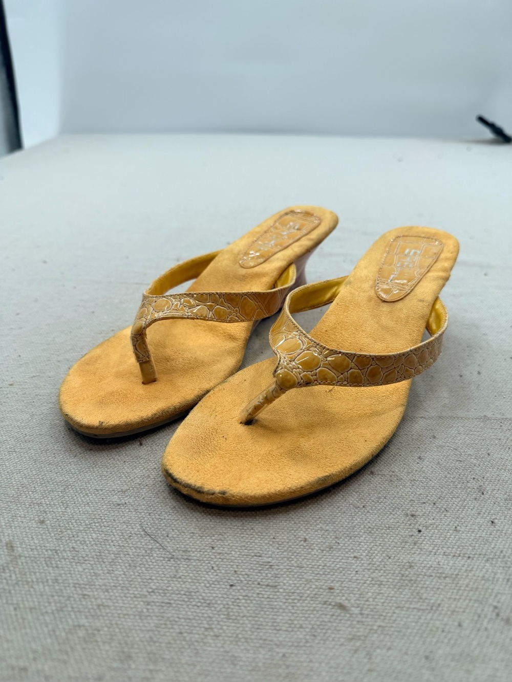 Sashu Mustard Suede Thong Sandals